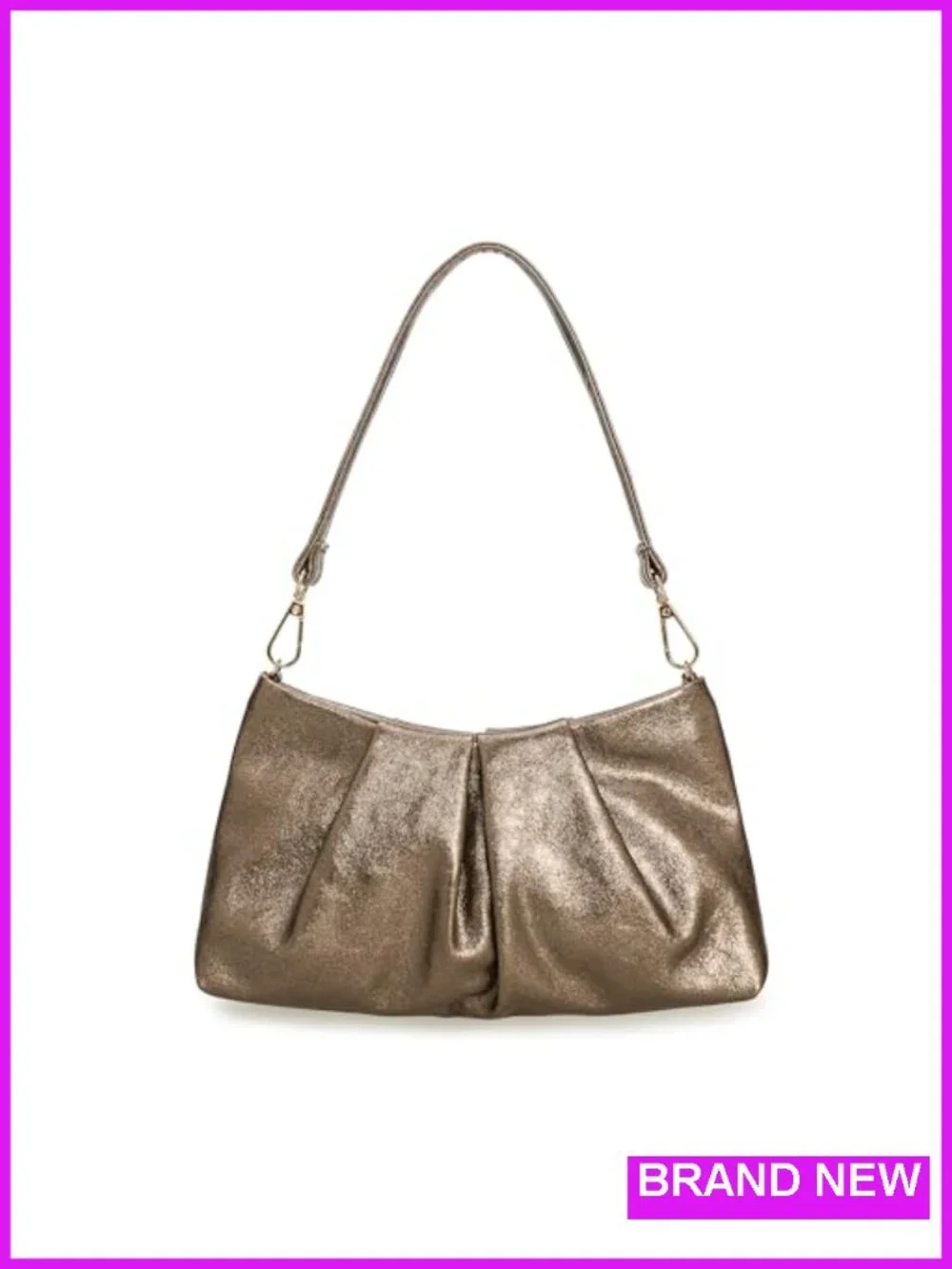 Women Pleated PU Leather Clutch Handbag with Detachable Straps for Formal Events